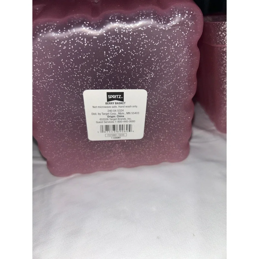 Spritz Pink Glitter Berry Baskets Set of 5 Reusable Plastic Fruit‎ Cartons Kids